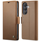CASEME For Samsung Galaxy S26+ Case 023 Series RFID Blocking Glossy Stand Phone Cover - Brown