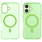 For iPhone 16 Case Compatible with MagSafe TPU + PC Slim Matte Translucent Phone Cover - Green