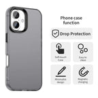 iPhone 16 Case PC+TPU+PET Matte Anti-Drop Phone Back Cover - Black