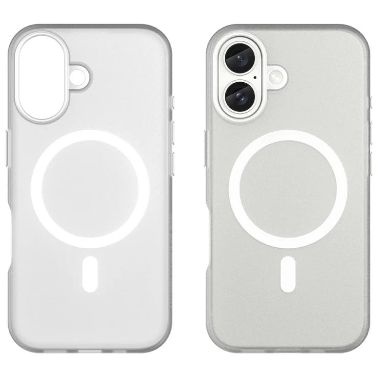 iPhone 16 Case Compatible with MagSafe TPU + PC Slim Matte Translucent Phone Cover - White