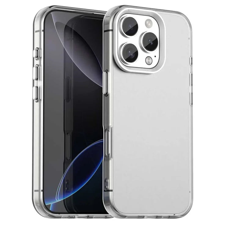 iPhone 16 Pro Max Case PC+TPU+PET Matte Anti-Drop Phone Back Cover - White
