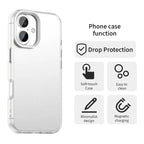iPhone 16 Plus Case PC+TPU+PET Matte Anti-Drop Phone Back Cover - White