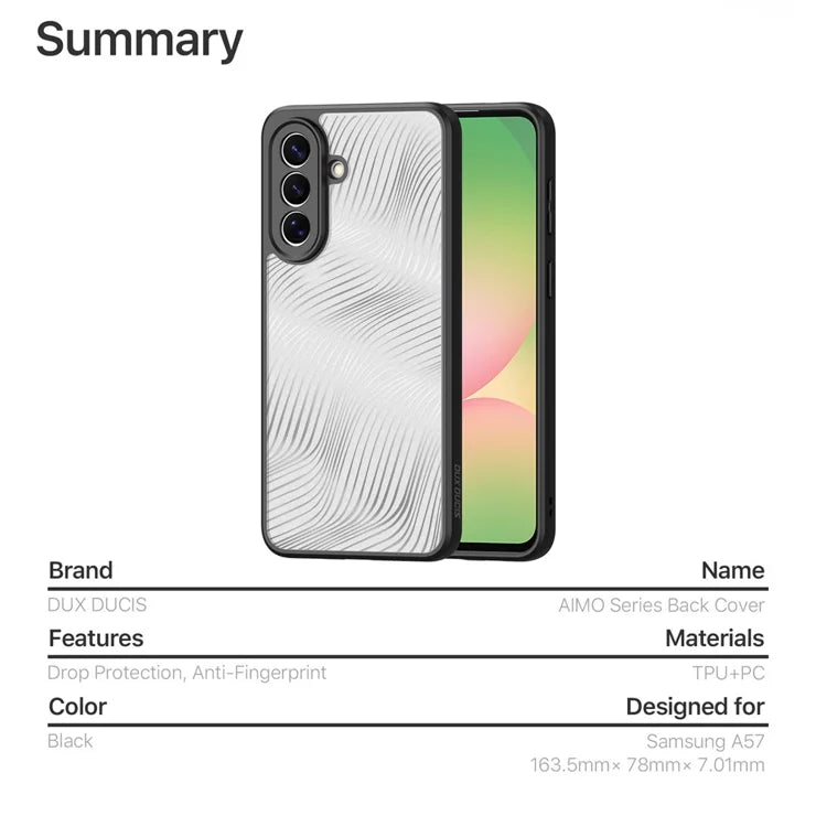 DUX DUCIS For Samsung Galaxy A57 5G Case Aimo Series TPU+PC Matte Drop-proof Phone Cover (REACH Certification) - Black
