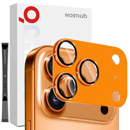 iPhone 17 Pro Max Kameraobjektivbeskytter Mat Integreret Metal Hærdet Glas Linsefilm - Orange