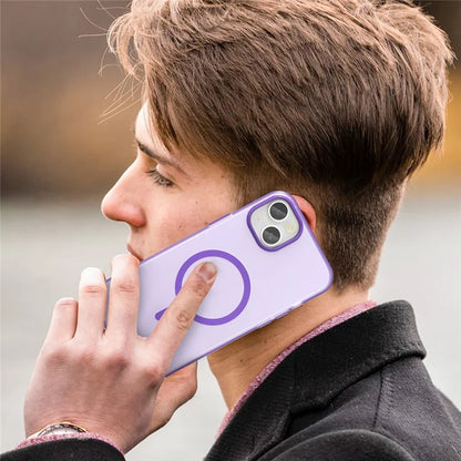 iPhone 15 Magnetic Case Matte Phone Cover Anti-Fingerprint Anti-Scratch - Dark Purple