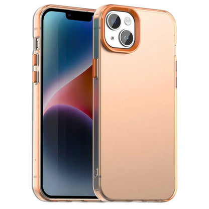 iPhone 15 Plus / 14 Plus Cover PC+TPU+PET Mat Anti-fald Telefon Bagcover - Orange