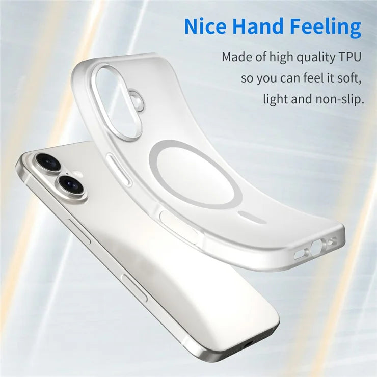 iPhone 16 Case Compatible with MagSafe TPU + PC Slim Matte Translucent Phone Cover - White