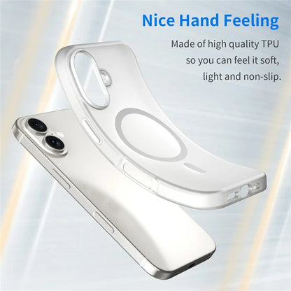 iPhone 16 Case Compatible with MagSafe TPU + PC Slim Matte Translucent Phone Cover - White