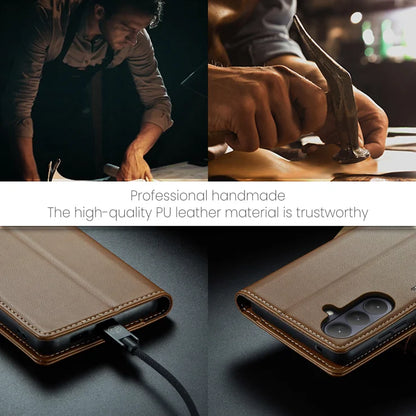 CASEME For Samsung Galaxy S26+ Case  023 Series RFID Blocking Glossy Stand Phone Cover - Brown