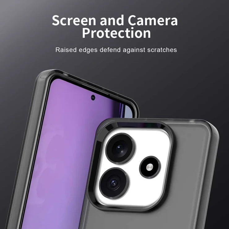 Xiaomi Redmi Note 14 5G Case PC+TPU+PET Matte Anti-Drop Phone Back Cover - Black
