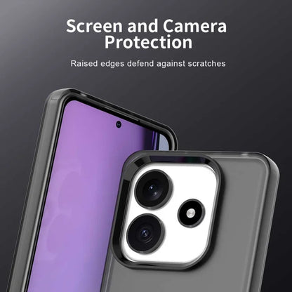 Xiaomi Redmi Note 14 5G Case PC+TPU+PET Matte Anti-Drop Phone Back Cover - Black