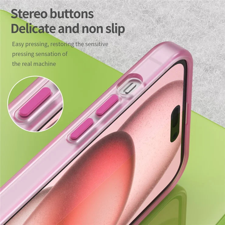iPhone 15 Magnetic Case Matte Phone Cover Anti-Fingerprint Anti-Scratch - Pink