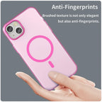 iPhone 15 Magnetic Case Matte Phone Cover Anti-Fingerprint Anti-Scratch - Pink