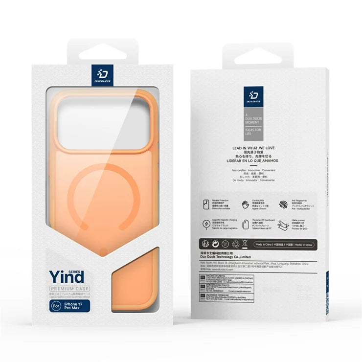 DUX DUCIS Yind Series For iPhone 17 Pro Case TPU + PC Matte Phone Cover Compatible with MagSafe - Orange