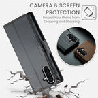 CASEME For Samsung Galaxy A56 5G Leather Case 023 RFID Blocking 3 Card Slot Mobile Cover - Black