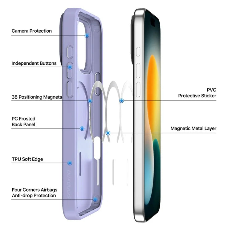 DUX DUCIS Yind Series til iPhone 17 Pro TPU + PC mat telefoncover kompatibel med MagSafe - Lyslilla