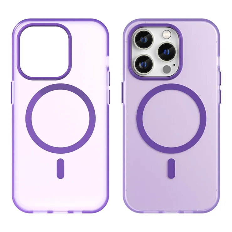 Magnetic Case for iPhone 14 Pro Max Compatible with MagSafe Translucent Matte Back Cover - Dark Purple