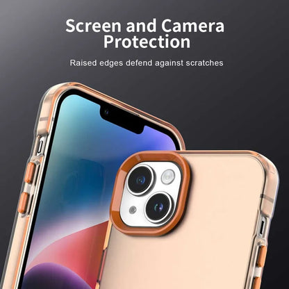 iPhone 15 Plus / 14 Plus Cover PC+TPU+PET Mat Anti-fald Telefon Bagcover - Orange