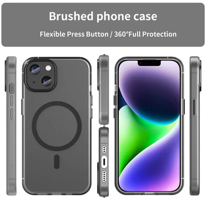 iPhone 14 Translucent Phone Case Matte Design Compatible with MagSafe Wireless Charging - Black