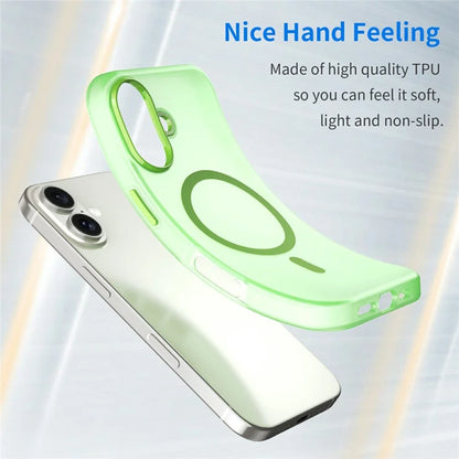 For iPhone 16 Case Compatible with MagSafe TPU + PC Slim Matte Translucent Phone Cover - Green
