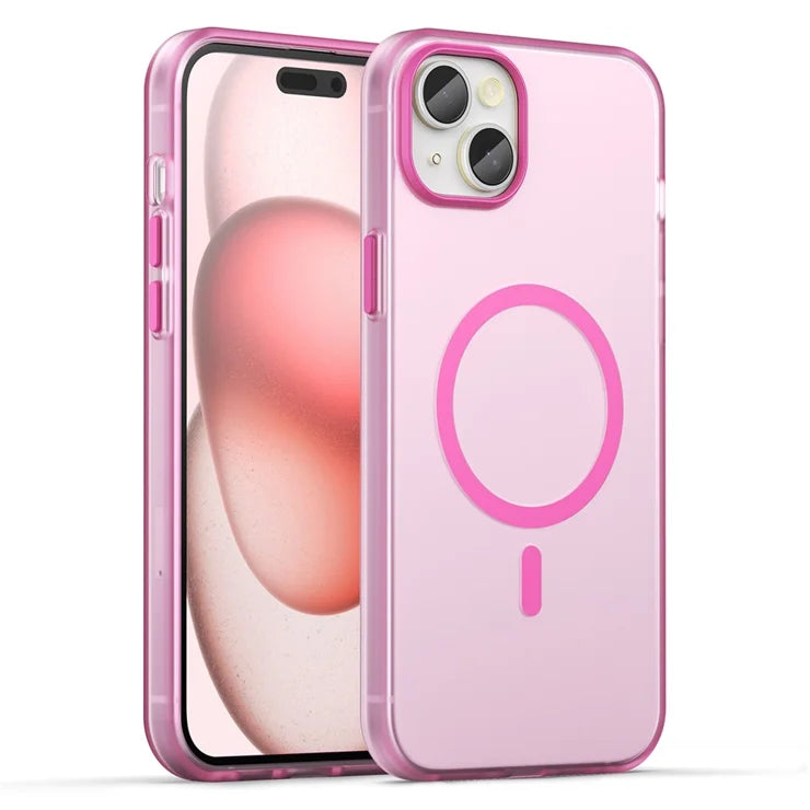 iPhone 15 Magnetic Case Matte Phone Cover Anti-Fingerprint Anti-Scratch - Pink