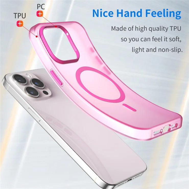 iPhone 15 Pro Case Translucent Matte Back Slim Phone Cover - Pink
