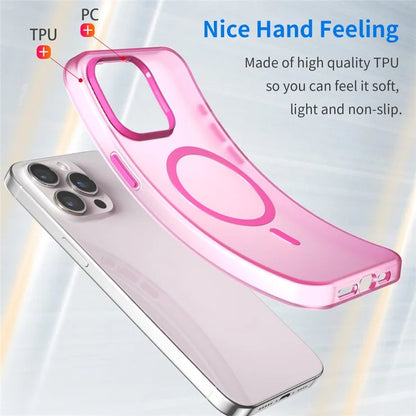 iPhone 15 Pro Max Translucent Case Magnetic Phone Cover Compatible with MagSafe - Pink