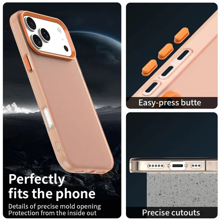 iPhone 17 Pro Case PC + TPU + PET Matte Anti-Drop Phone Back Cover - Orange