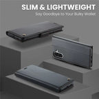 CASEME For Samsung Galaxy A56 5G Leather Case 023 RFID Blocking 3 Card Slot Mobile Cover - Black