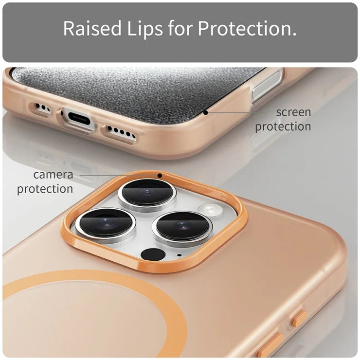 iPhone 16 Pro Case Compatible with MagSafe TPU + PC Slim Matte Translucent Phone Cover - Orange