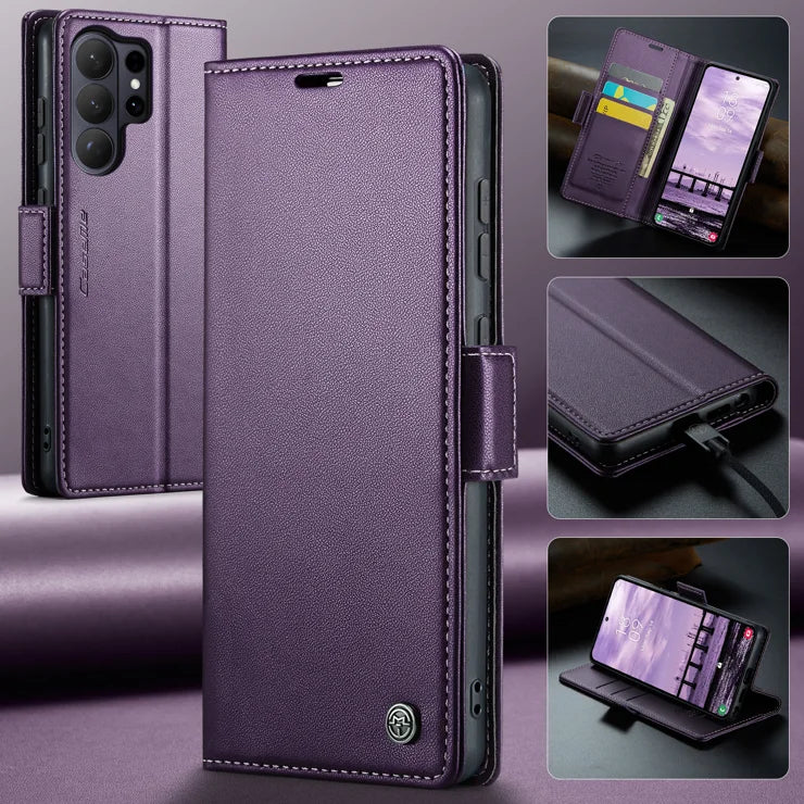 CASEME For Samsung Galaxy S26 Ultra Case 023 Series RFID Blocking Glossy Stand Phone Cover - Purple