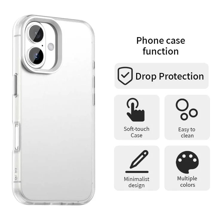 iPhone 17 Cover PC + TPU + PET Mat Anti-Drop Telefon Bagcover - Hvid