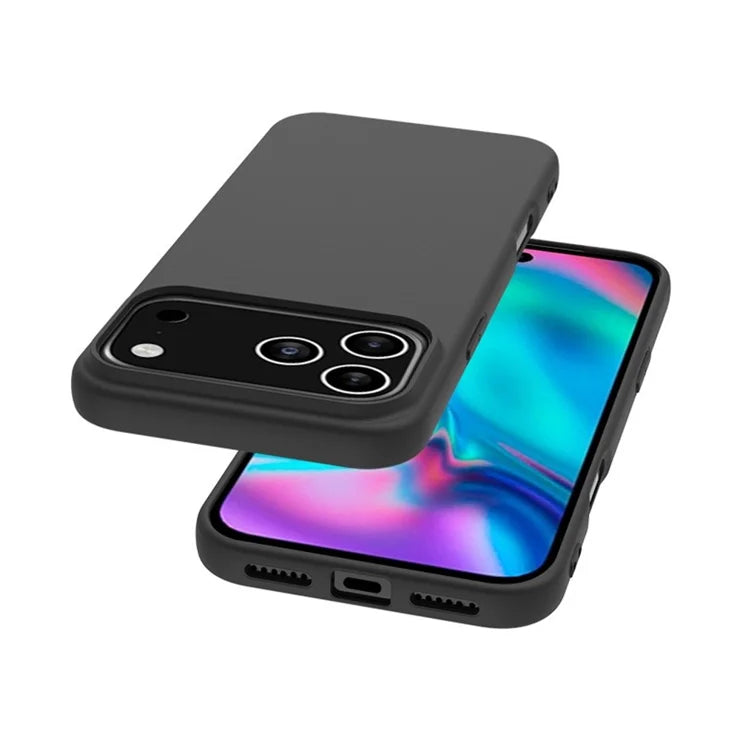 For iPhone 17 Pro Max Case Soft Matte Back TPU Black Phone Cover, Large Cutout