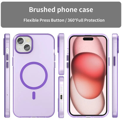 iPhone 15 Magnetic Case Matte Phone Cover Anti-Fingerprint Anti-Scratch - Dark Purple