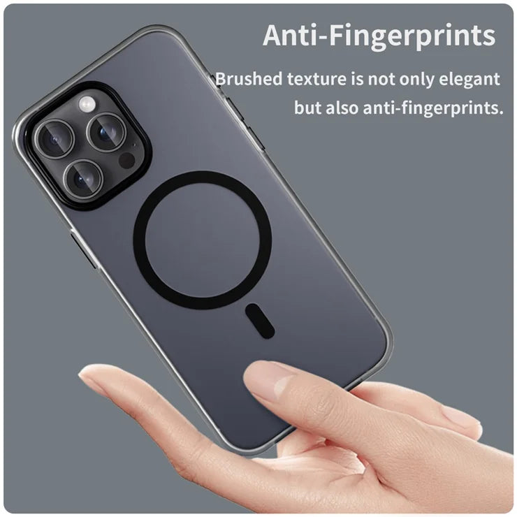 iPhone 15 Pro Max Translucent Case Magnetic Phone Cover Compatible with MagSafe - Black