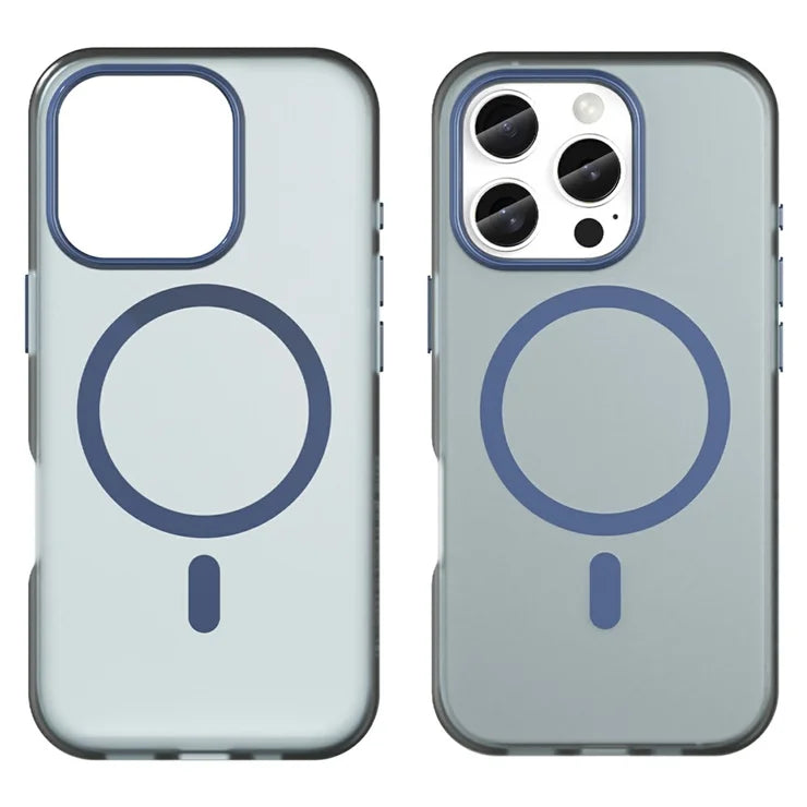 iPhone 16 Pro Case Compatible with MagSafe TPU + PC Slim Matte Translucent Phone Cover - Dark Blue