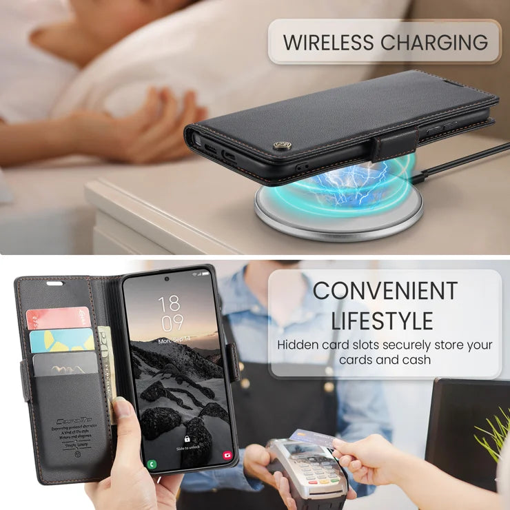 CASEME For Samsung Galaxy S26 Ultra Case 023 Series RFID Blocking Glossy Stand Phone Cover - Black
