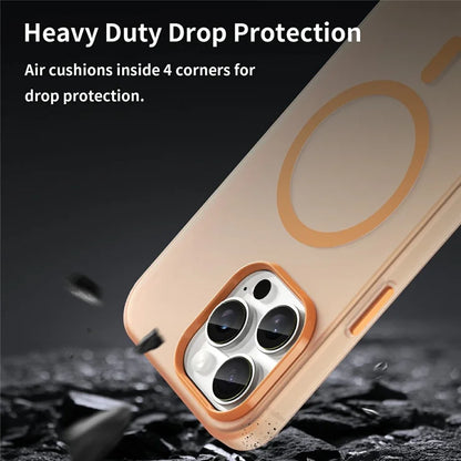 iPhone 16 Pro Max Case Compatible with MagSafe TPU + PC Slim Matte Translucent Phone Cover - Orange