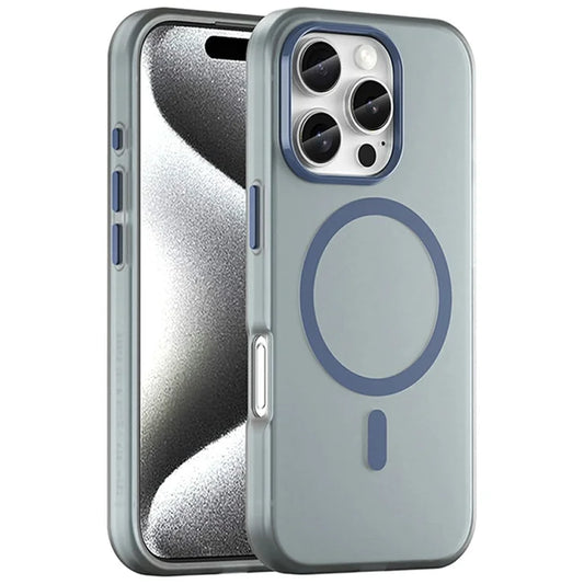 iPhone 16 Pro -kotelo, MagSafe-yhteensopiva TPU + PC ohut mattapintainen läpikuultava puhelinkotelo - tummansininen