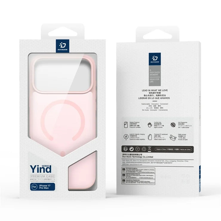 DUX DUCIS Yind Series For iPhone 17 Pro Case TPU + PC Matte Phone Cover Compatible with MagSafe - Light Pink