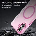 iPhone 16 Plus Case Compatible with MagSafe TPU + PC Slim Matte Translucent Phone Cover - Pink