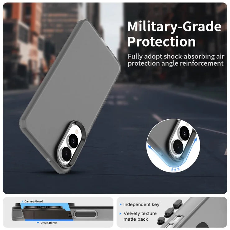 Samsung Galaxy S25 Edge Case PC + TPU + PET Matte Anti-Drop Phone Back Cover - Black