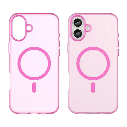 iPhone 16 Plus Case Compatible with MagSafe TPU + PC Slim Matte Translucent Phone Cover - Pink