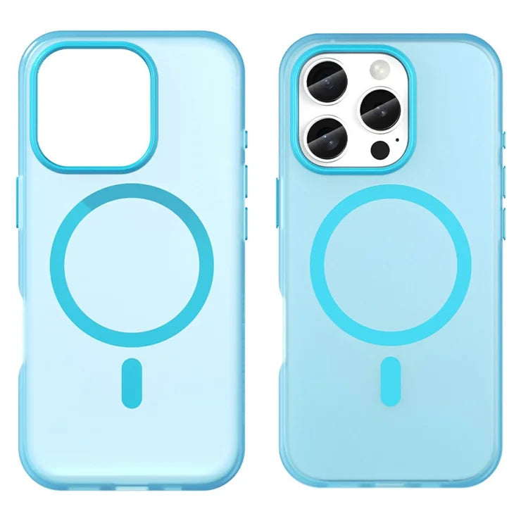 For iPhone 16 Pro Case Compatible with MagSafe TPU + PC Slim Matte Translucent Phone Cover - Blue