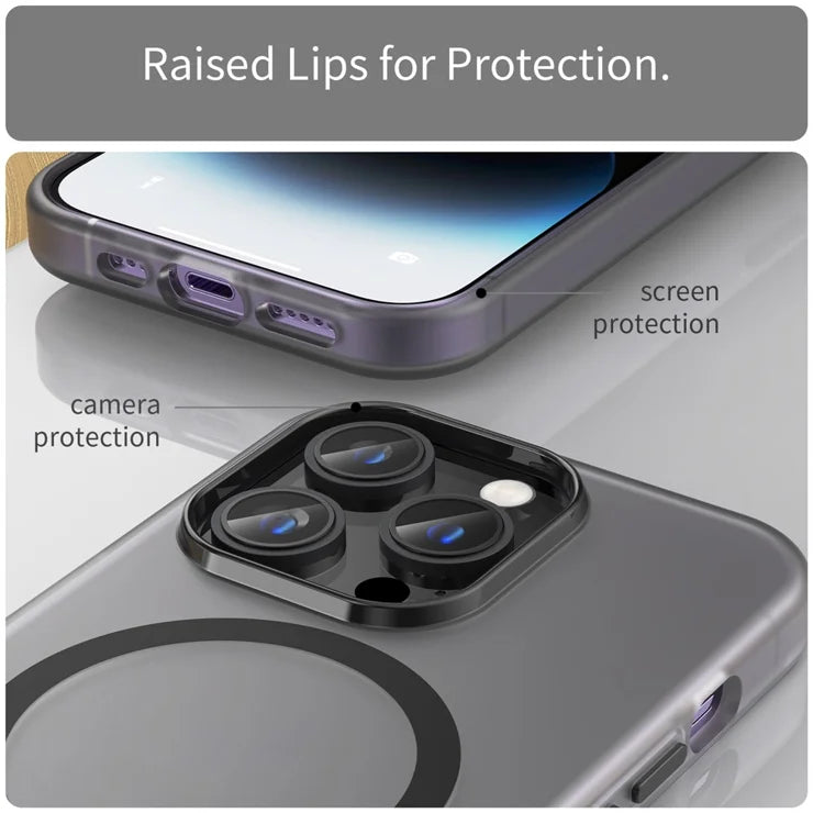 Magnetic Case for iPhone 14 Pro Max Compatible with MagSafe Translucent Matte Back Cover - Black