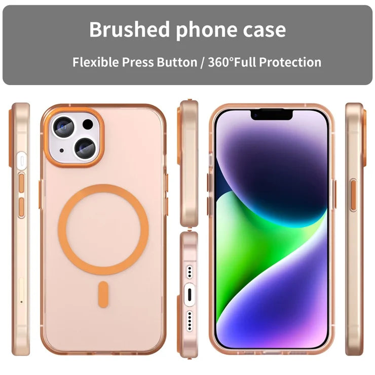 iPhone 14 Translucent Phone Case Matte Design Compatible with MagSafe Wireless Charging - Orange