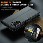 CASEME For Samsung Galaxy A56 5G Leather Case 023 RFID Blocking 3 Card Slot Mobile Cover - Black
