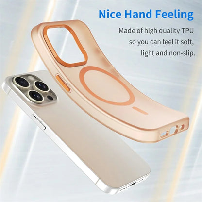 iPhone 16 Pro Max Case Compatible with MagSafe TPU + PC Slim Matte Translucent Phone Cover - Orange