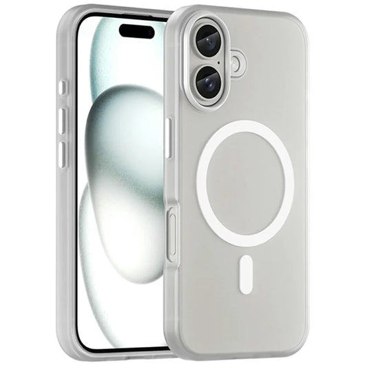 iPhone 16 Cover Kompatibel med MagSafe TPU + PC Slank Mat Gennemsigtig Telefoncover - Hvid