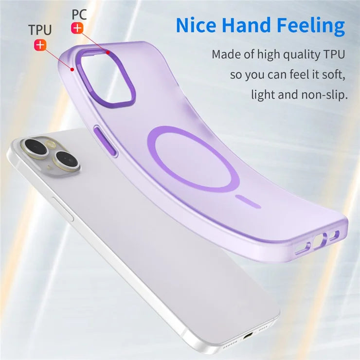 iPhone 15 Magnetic Case Matte Phone Cover Anti-Fingerprint Anti-Scratch - Dark Purple